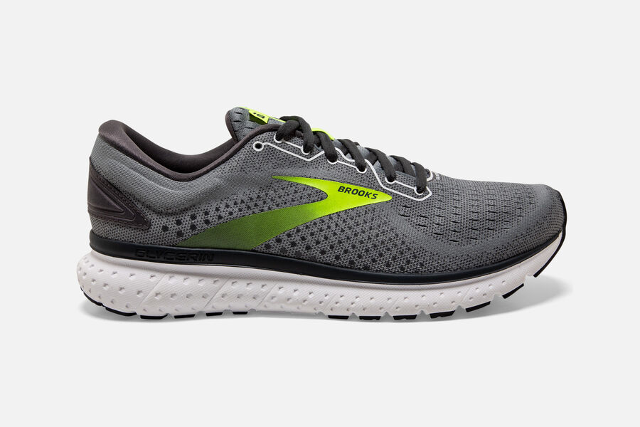 Mens Brooks Glycerin 18 Road Shoes Primer Grey/Ebony/Nightlife | 827091-QOT